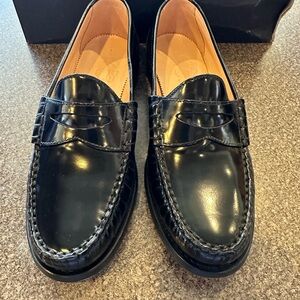 J. Crew Shiny Black Leather Loafers